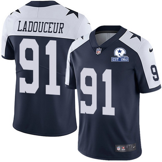 Nike Cowboys 91 L P  Ladouceur Navy Blue Thanksgiving Men Stitched With Established In 1960 Patch NF