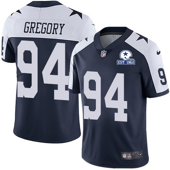 Nike Cowboys 94 Randy Gregory Navy Blue Thanksgiving Men Stitched With Established In 1960 Patch NFL