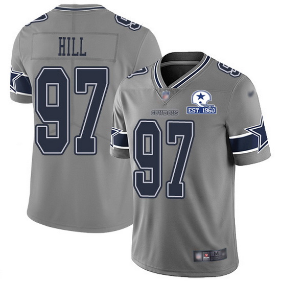 Nike Cowboys 97 Trysten Hill Gray Men Stitched With Established In 1960 Patch NFL Limited Inverted L