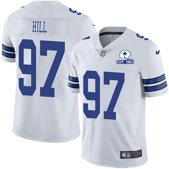 Nike Cowboys 97 Trysten Hill White Men Stitched With Established In 1960 Patch NFL Vapor Untouchable