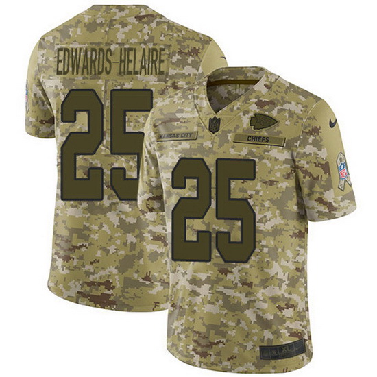 Nike Chiefs 25 Clyde Edwards Helaire Camo Men Stitched NFL Limited 2018 Salute To Service Jersey