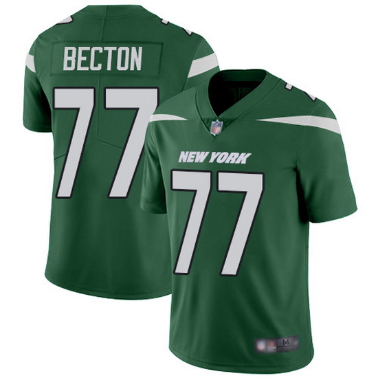 Nike Jets 77 Mekhi Becton Green Team Color Men Stitched NFL Vapo
