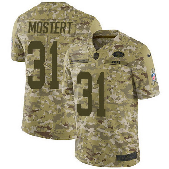 Nike 49ers 31 Raheem Mostert Camo Men Stitched NFL Limited 2018 Salute To Service Jersey