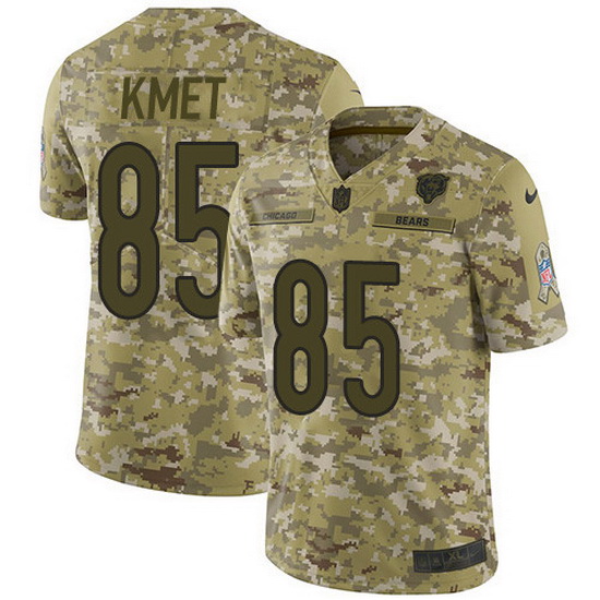 Nike Bears 85 Cole Kmet Camo Men Stitched NFL Limited 2018 Salute To Service Jersey