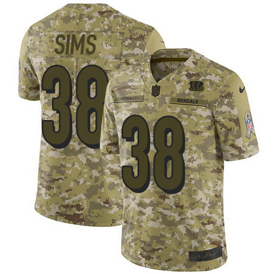 Nike Cincinnati Bengals No38 LeShaun Sims Camo Men's Stitched NFL Limited 2019 Salute To Service Jersey