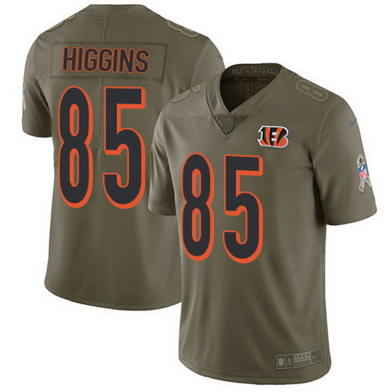 Nike Bengals 85 Tee Higgins Olive Men Stitched NFL Limited 2017 