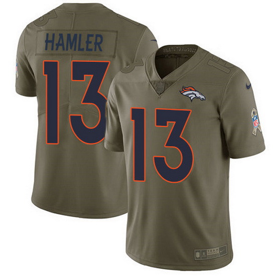 Nike Broncos 13 KJ Hamler Olive Men Stitched NFL Limited 2017 Sa