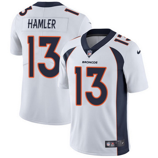 Nike Broncos 13 KJ Hamler White Men Stitched NFL Vapor Untouchab