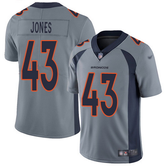 Nike Broncos 43 Joe Jones Gray Men Stitched NFL Limited Inverted Legend Jersey