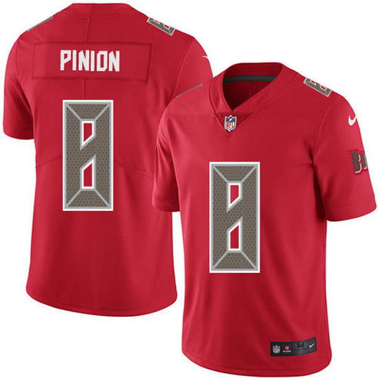 Nike Buccaneers 8 Bradley Pinion Red Men Stitched NFL Limited Rush Jersey