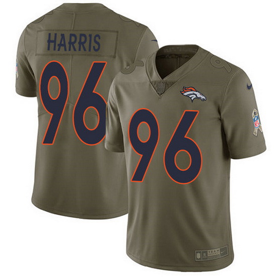 Nike Broncos 96 Shelby Harris Olive Men Stitched NFL Limited 201