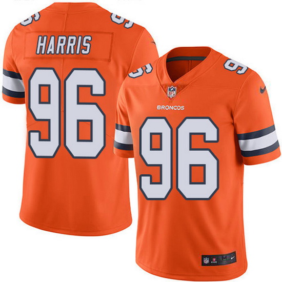 Nike Broncos 96 Shelby Harris Orange Men Stitched NFL Limited Ru