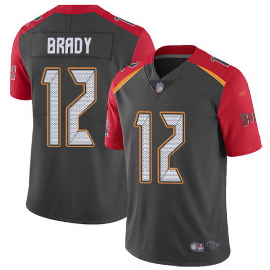 Nike Buccaneers 12 Tom Brady Gray Men Stitched NFL Limited Inverted Legend Jersey