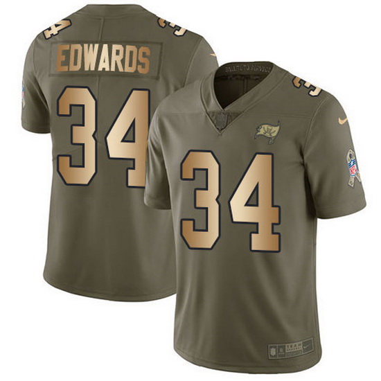 Nike Buccaneers 34 Mike Edwards Olive Gold Men Stitched NFL Limi