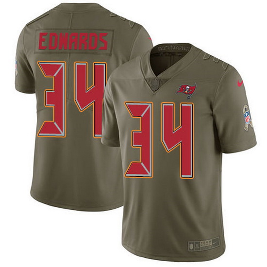 Nike Buccaneers 34 Mike Edwards Olive Men Stitched NFL Limited 2017 Salute To Service Jersey