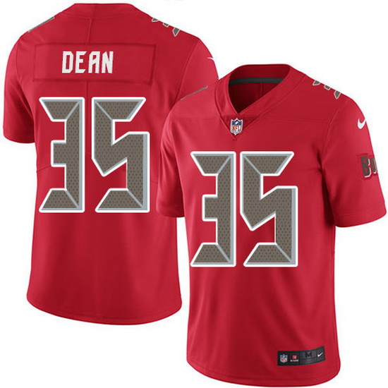 Nike Buccaneers 35 Jamel Dean Red Men Stitched NFL Limited Rush Jersey
