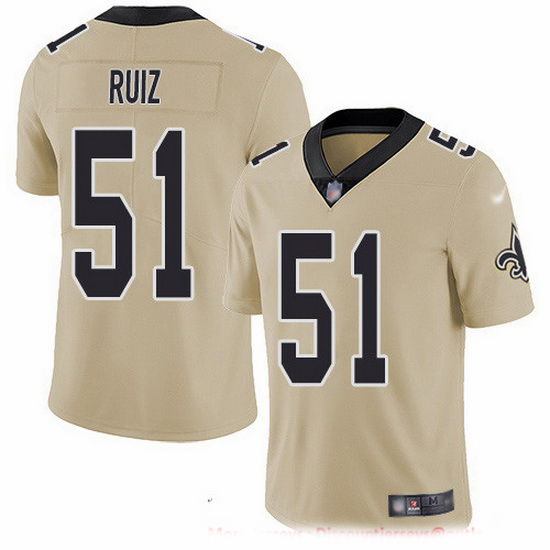 Nike Saints 51 Cesar Ruiz Gold Men Stitched NFL Limited Inverted