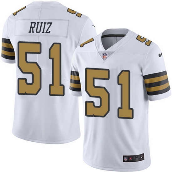 Nike Saints 51 Cesar Ruiz White Men Stitched NFL Limited Rush Je