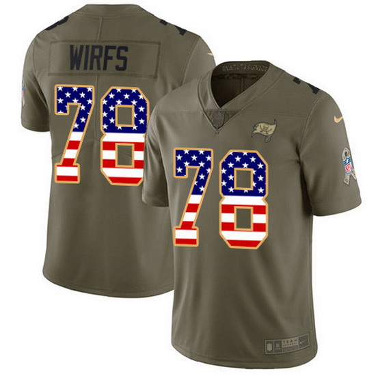 Nike Buccaneers 78 Tristan Wirfs Olive USA Flag Men Stitched NFL Limited 2017 Salute To Service Jers