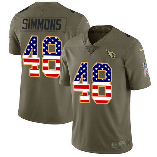 Nike Cardinals 48 Isaiah Simmons Olive USA Flag Men Stitched NFL Limited 2017 Salute To Service Jers