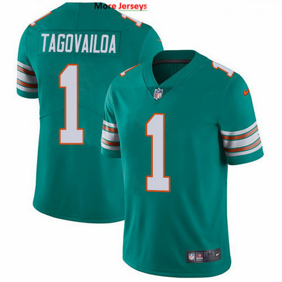 Nike Dolphins 1 Tua Tagovailoa Aqua Green Alternate Men Stitched NFL Vapor Untouchable Limited Jerse