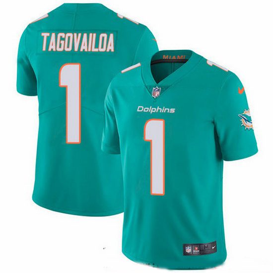 Nike Dolphins 1 Tua Tagovailoa Aqua Green Team Color Men Stitched NFL Vapor Untouchable Limited Jers