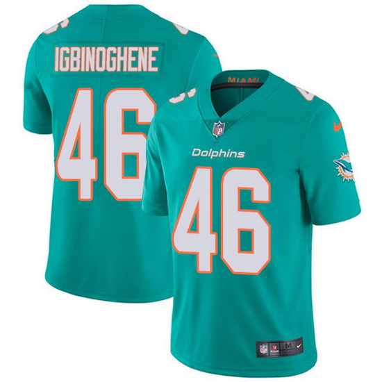 Nike Dolphins 46 Noah Igbinoghene Aqua Green Team Color Men Stitched NFL Vapor Untouchable Limited J