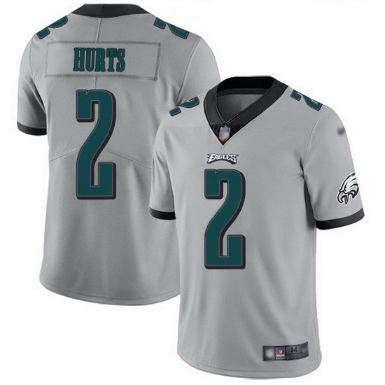 Nike Eagles 2 Jalen Hurts Silver Men Stitched NFL Limited Inverted Legend Jersey