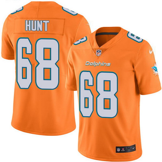 Nike Dolphins 68 Robert Hunt Orange Men Stitched NFL Limited Rush Jersey