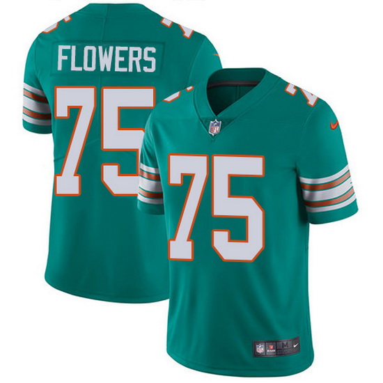 Nike Dolphins 75 Ereck Flowers Aqua Green Alternate Men Stitched NFL Vapor Untouchable Limited Jerse