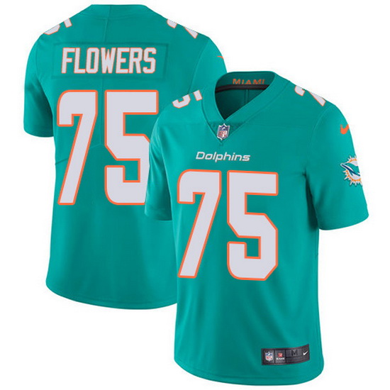 Nike Dolphins 75 Ereck Flowers Aqua Green Team Color Men Stitched NFL Vapor Untouchable Limited Jers