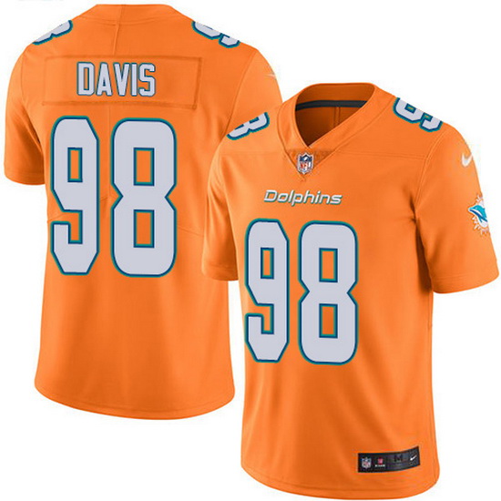 Nike Dolphins 98 Raekwon Davis Orange Men Stitched NFL Limited R