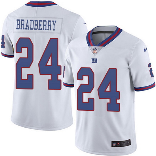 Nike Giants 24 James Bradberry White Men Stitched NFL Limited Rush Jersey