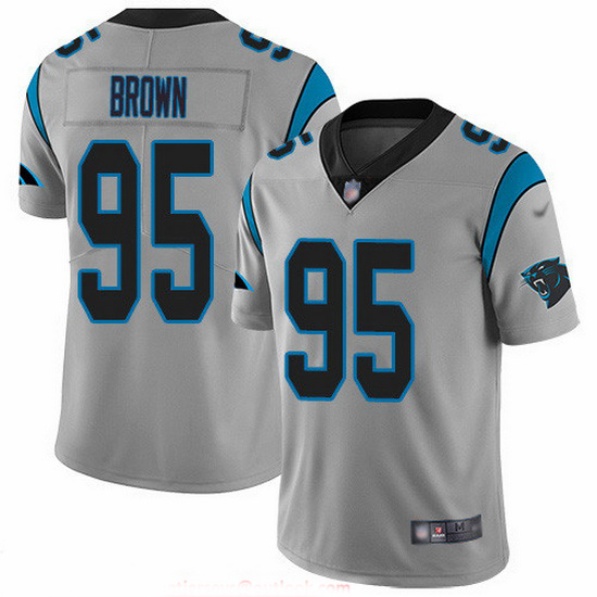 Nike Panthers 95 Derrick Brown Silver Men Stitched NFL Limited I