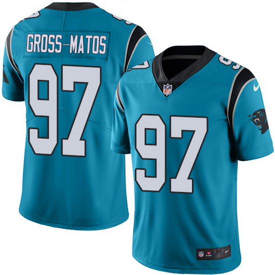 Nike Panthers 97 Yetur Gross Matos Blue Men Stitched NFL Limited Rush Jersey