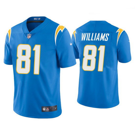 Men's Los Angeles Chargers #81 Mike Williams 2020 Light Blue Vapor Untouchable Limited Stitched Jers