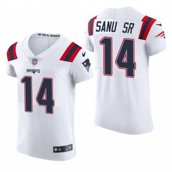 New England Patriots 14 Mohamed Sanu Sr  Nike Men White Team Color Men Stitched NFL 2020 Vapor Untou