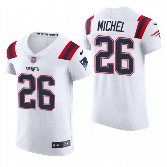 New England Patriots 26 Sony Michel Nike Men White Team Color Men Stitched NFL 2020 Vapor Untouchabl