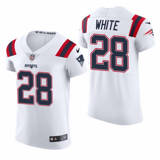 New England Patriots 28 James White Nike Men White Team Color Men Stitched NFL 2020 Vapor Untouchabl