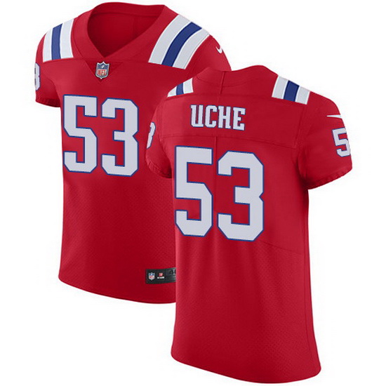 Nike Patriots 53 Josh Uche Red Alternate Men Stitched NFL New El