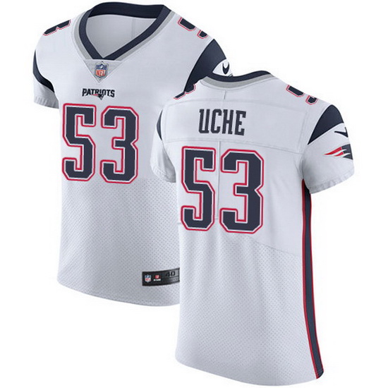 Nike Patriots 53 Josh Uche White Men Stitched NFL New Elite Jers