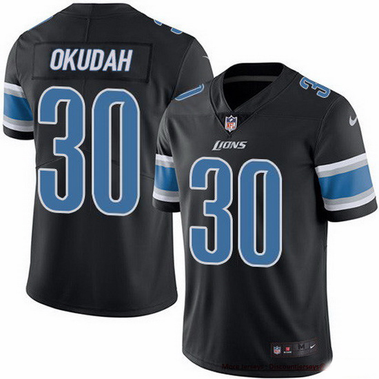 Nike Lions 30 Jeff Okudah Black Men Stitched NFL Limited Rush Je
