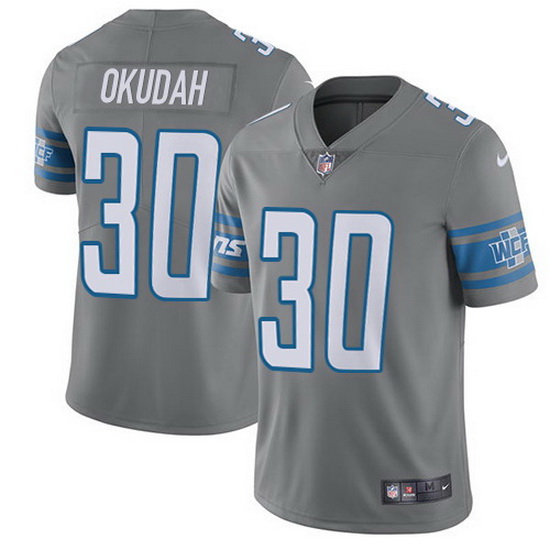 Nike Lions 30 Jeff Okudah Gray Men Stitched NFL Limited Rush Jer