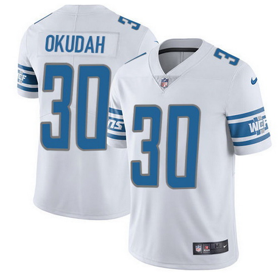 Nike Lions 30 Jeff Okudah White Men Stitched NFL Vapor Untouchab