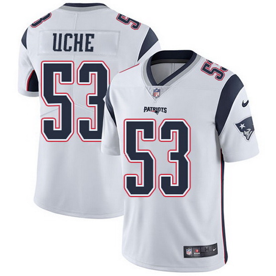 Nike Patriots 53 Josh Uche White Men Stitched NFL Vapor Untoucha