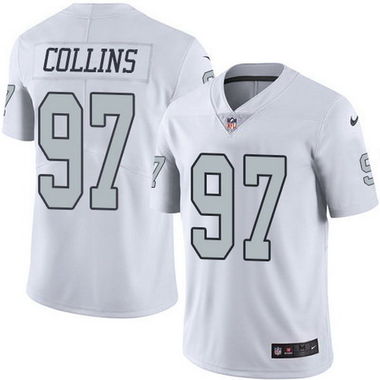 Nike Raiders 97 Maliek Collins White Men Stitched NFL Limited Rush Jersey