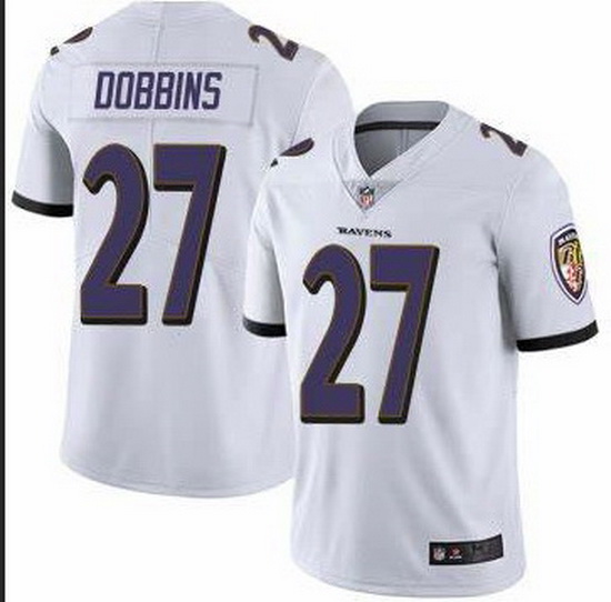 Nike Ravens 27 J K  Dobbins White Vapor Untouchable Limited Jersey