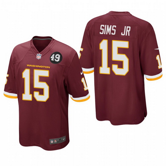 Washington Redskins 15 Steven Sims Jr  Men Nike Burgundy Bobby Mitchell Uniform Patch NFL Game Jerse