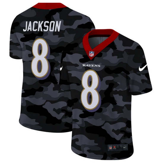 Baltimore Ravens 8 Lamar Jackson Men Nike 2020 Black CAMO Vapor Untouchable Limited Stitched NFL Jer