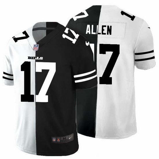 Buffalo Bills 17 Josh Allen Men Black V White Peace Split Nike V